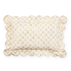 Mocha Check Reversible Scalloped Lumbar Throw Pillow