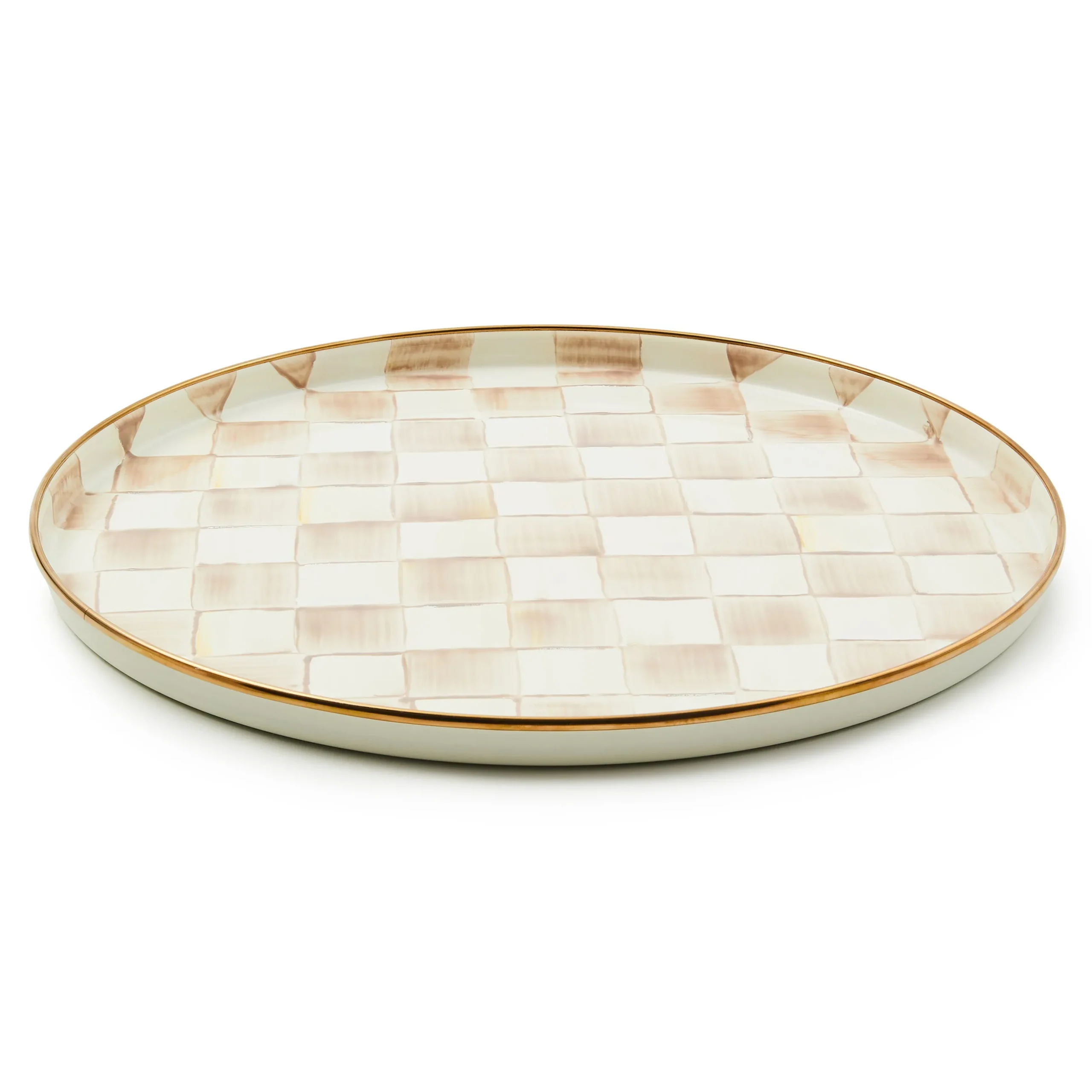 Mocha Check Round Tray