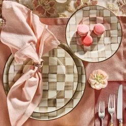 Mocha Check Salad Plate