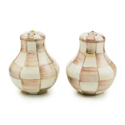 Mocha Check Salt & Pepper Shakers