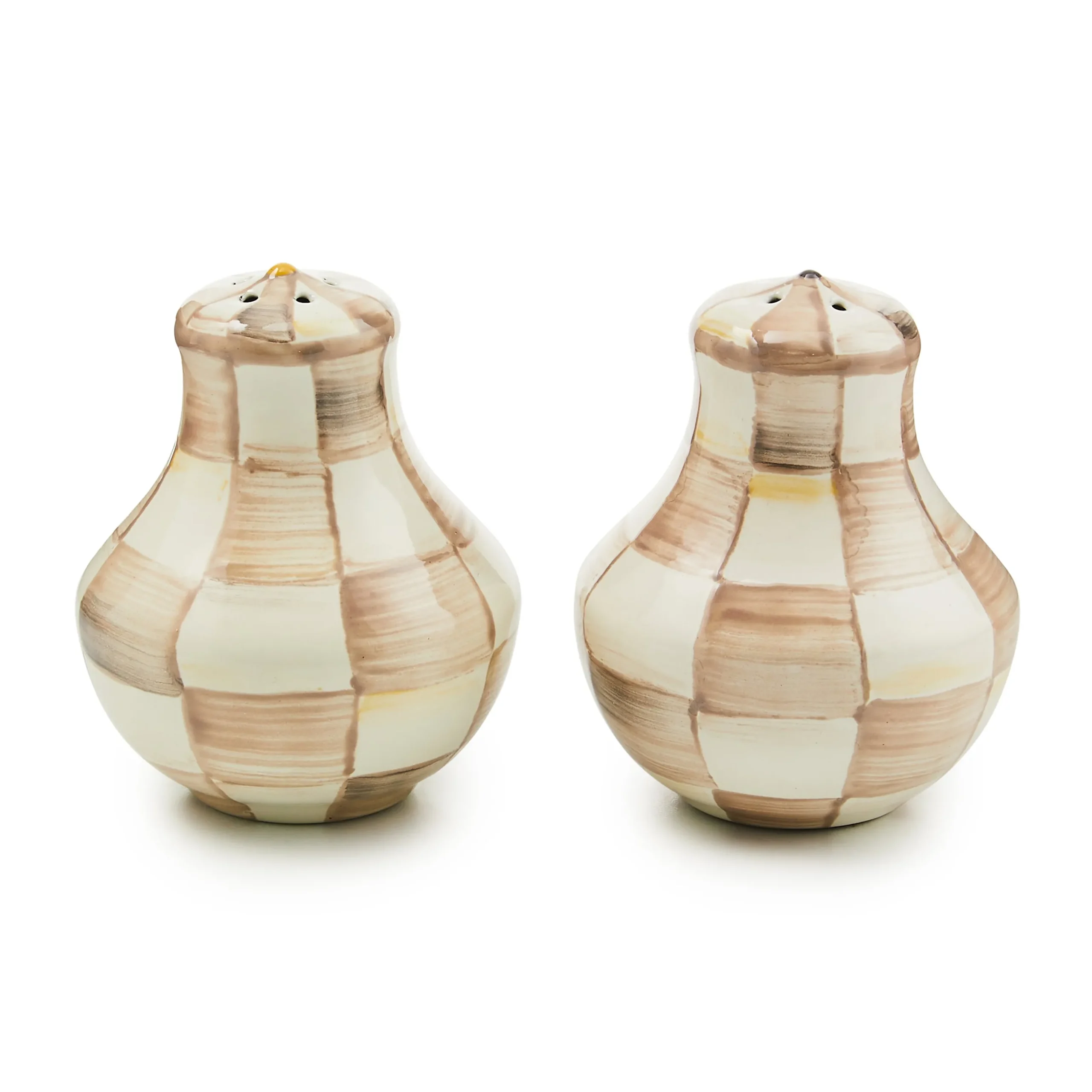 Mocha Check Salt & Pepper Shakers