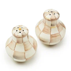 Mocha Check Salt & Pepper Shakers