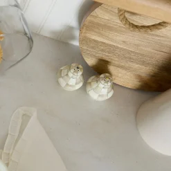 Mocha Check Salt & Pepper Shakers