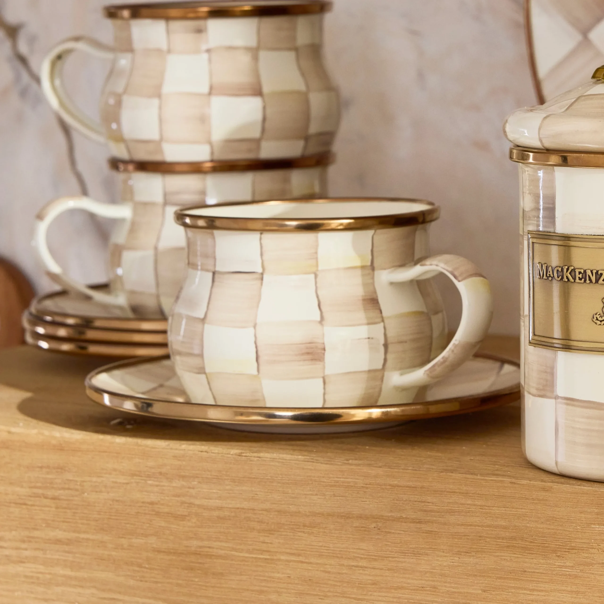 Mocha Check Saucer