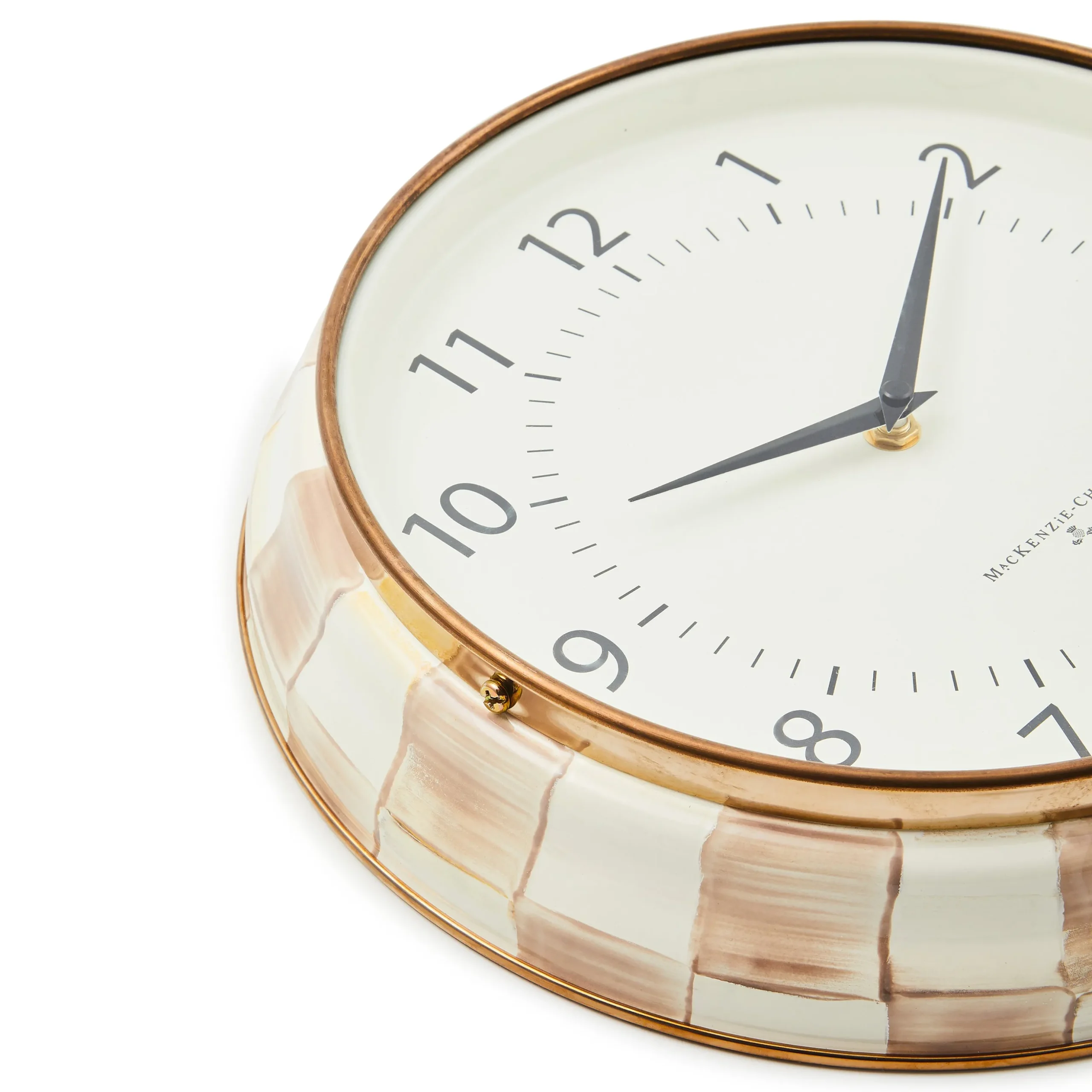 Mocha Check School Wall Clock