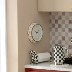 Mocha Check School Wall Clock