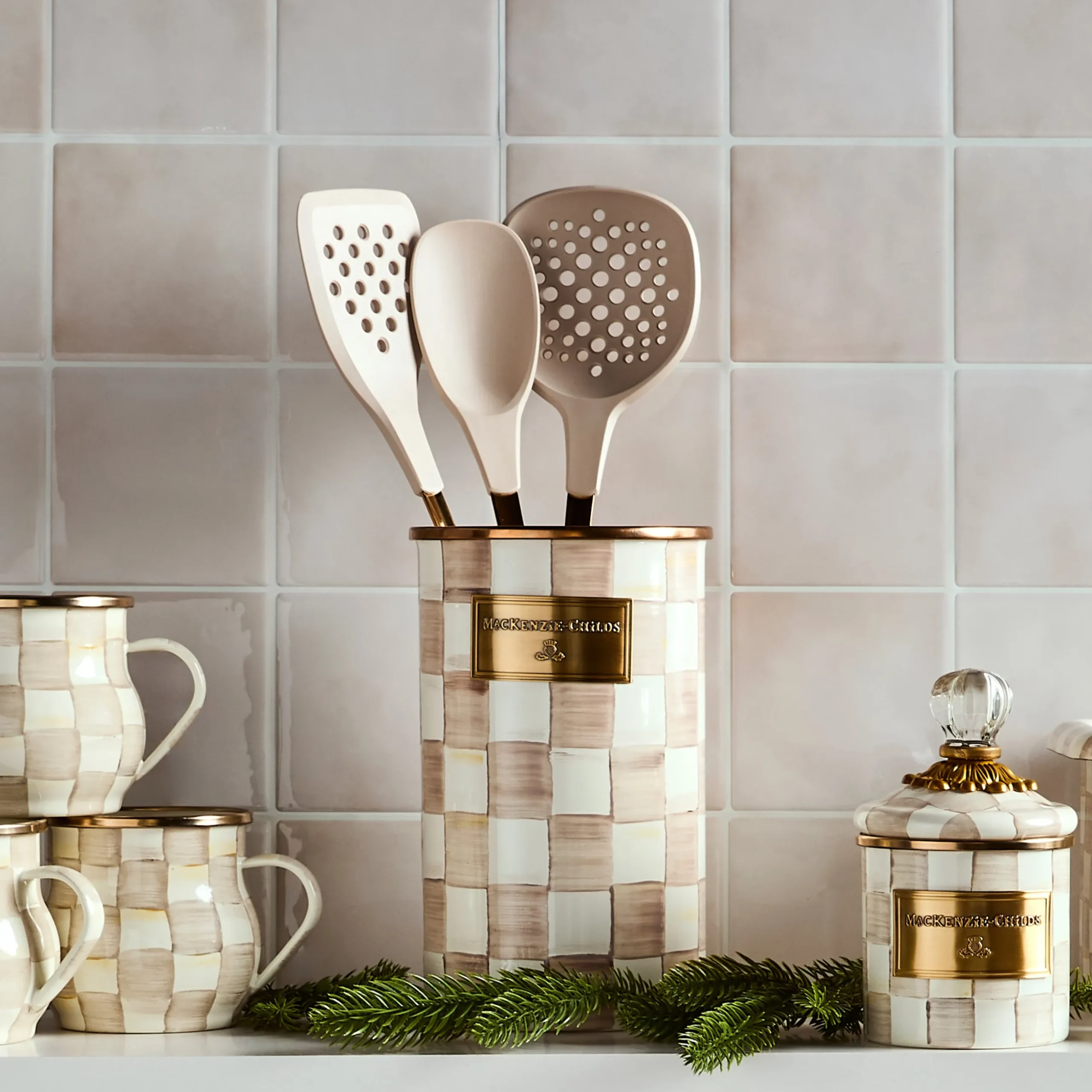 Mocha Check Slotted Spatula