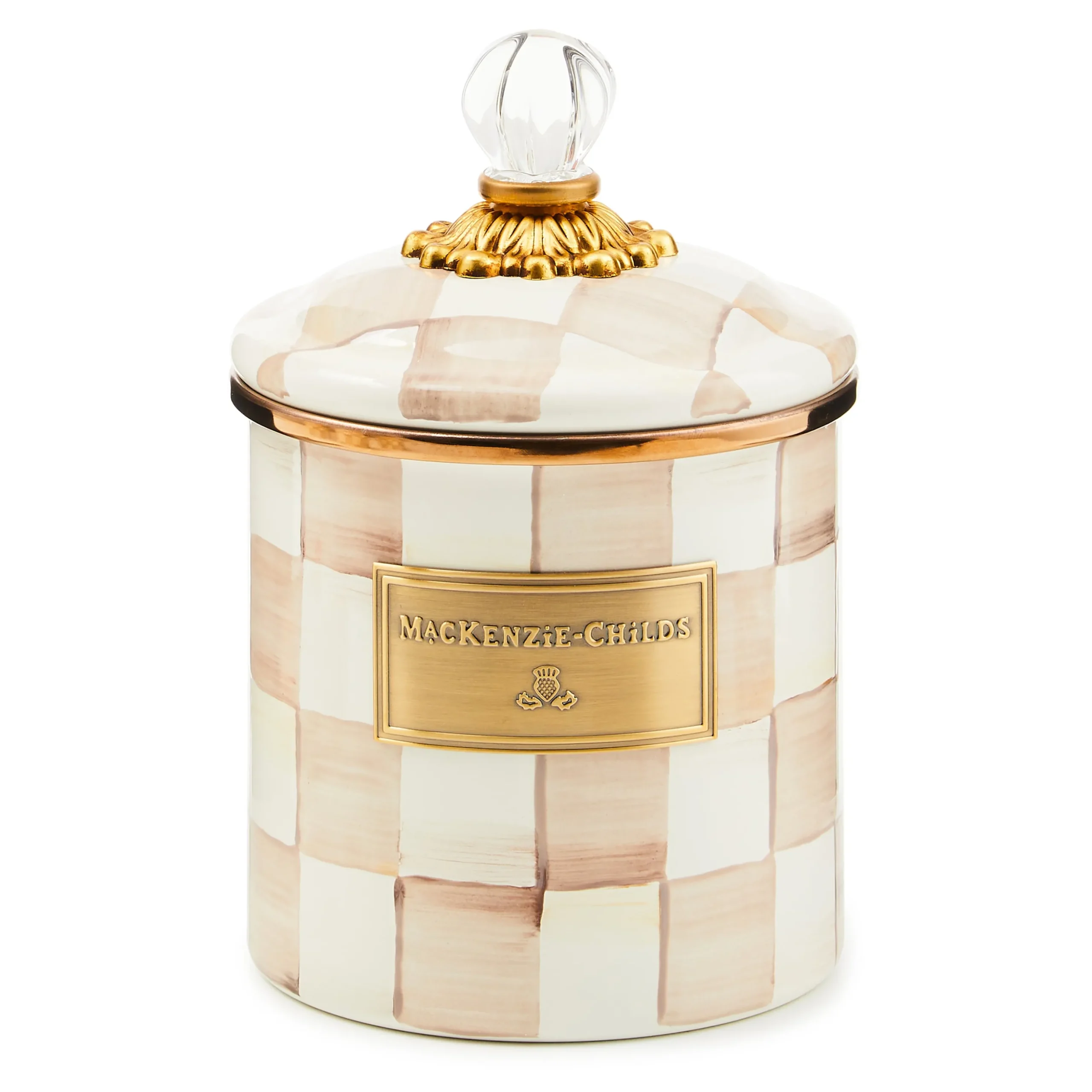 Mocha Check Small Canister