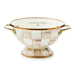Mocha Check Small Colander