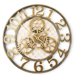 Mocha Check Small Farmhouse Wall Clock