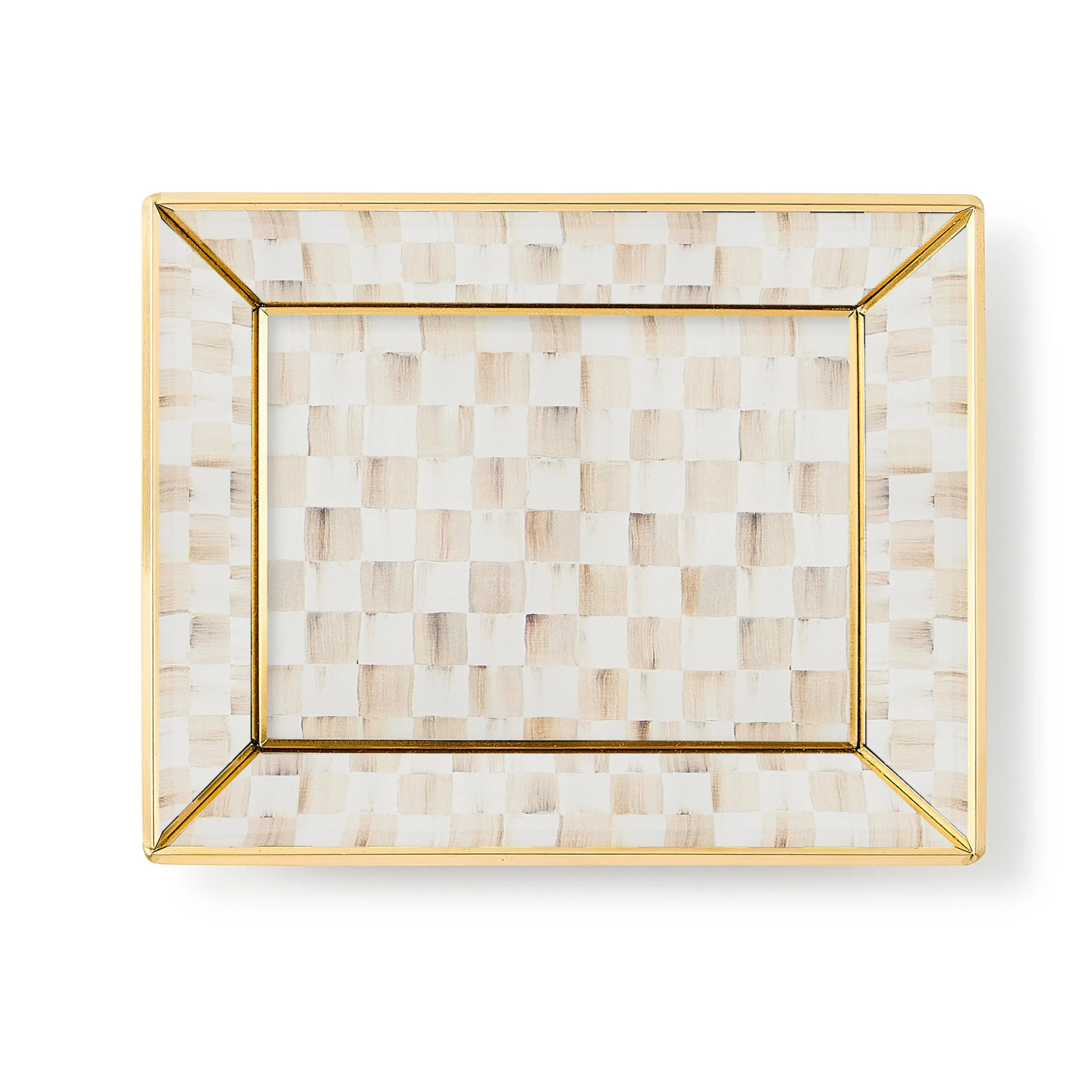 Mocha Check Small Glass Tray