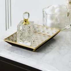 Mocha Check Small Glass Tray