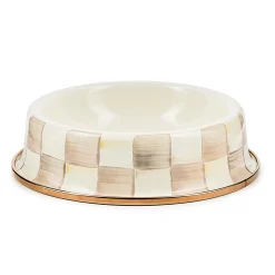 Mocha Check Small Pet Dish