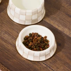 Mocha Check Small Pet Dish