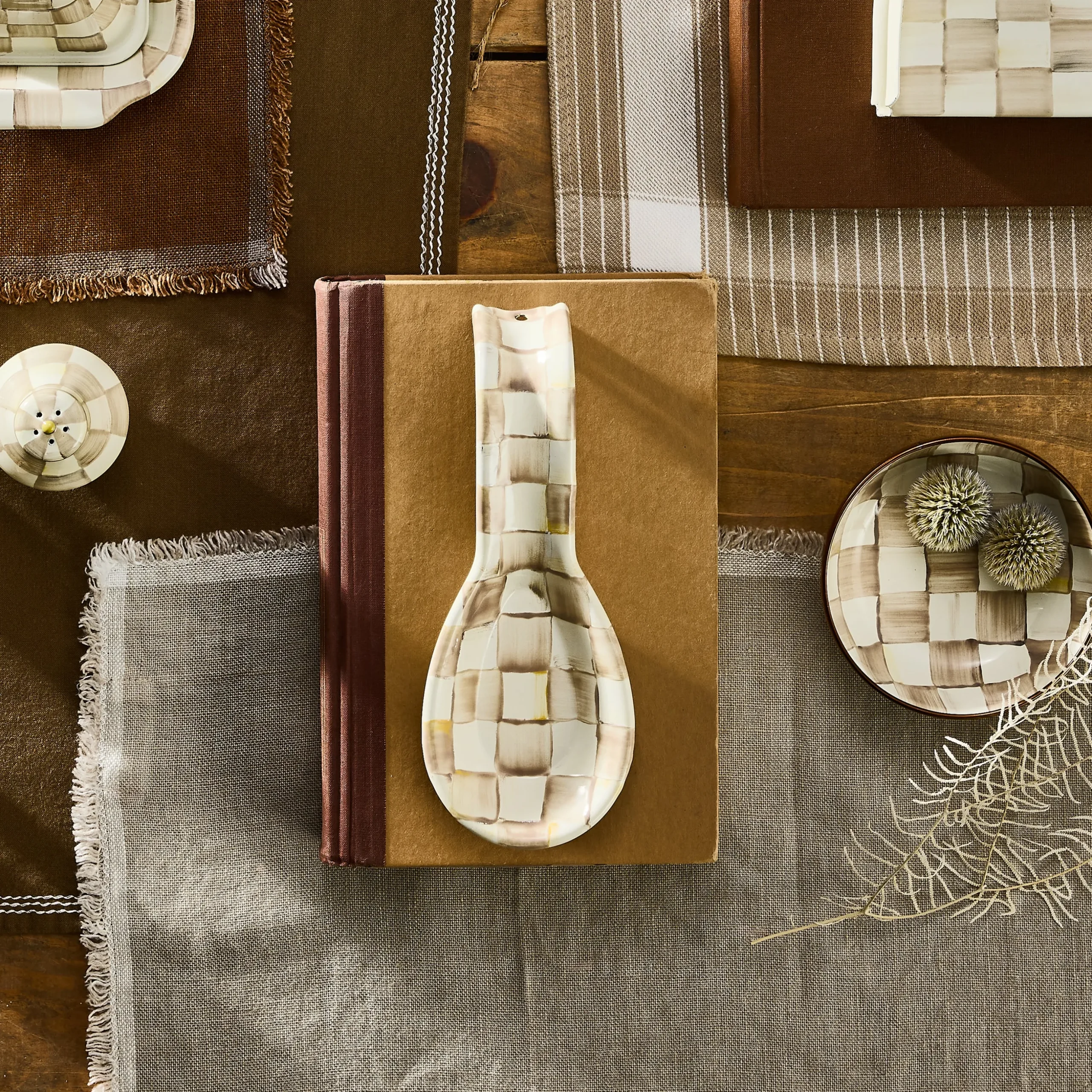 Mocha Check Spoon Rest