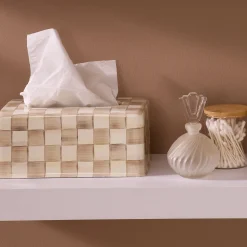 Mocha Check Standard Tissue Box Cover
