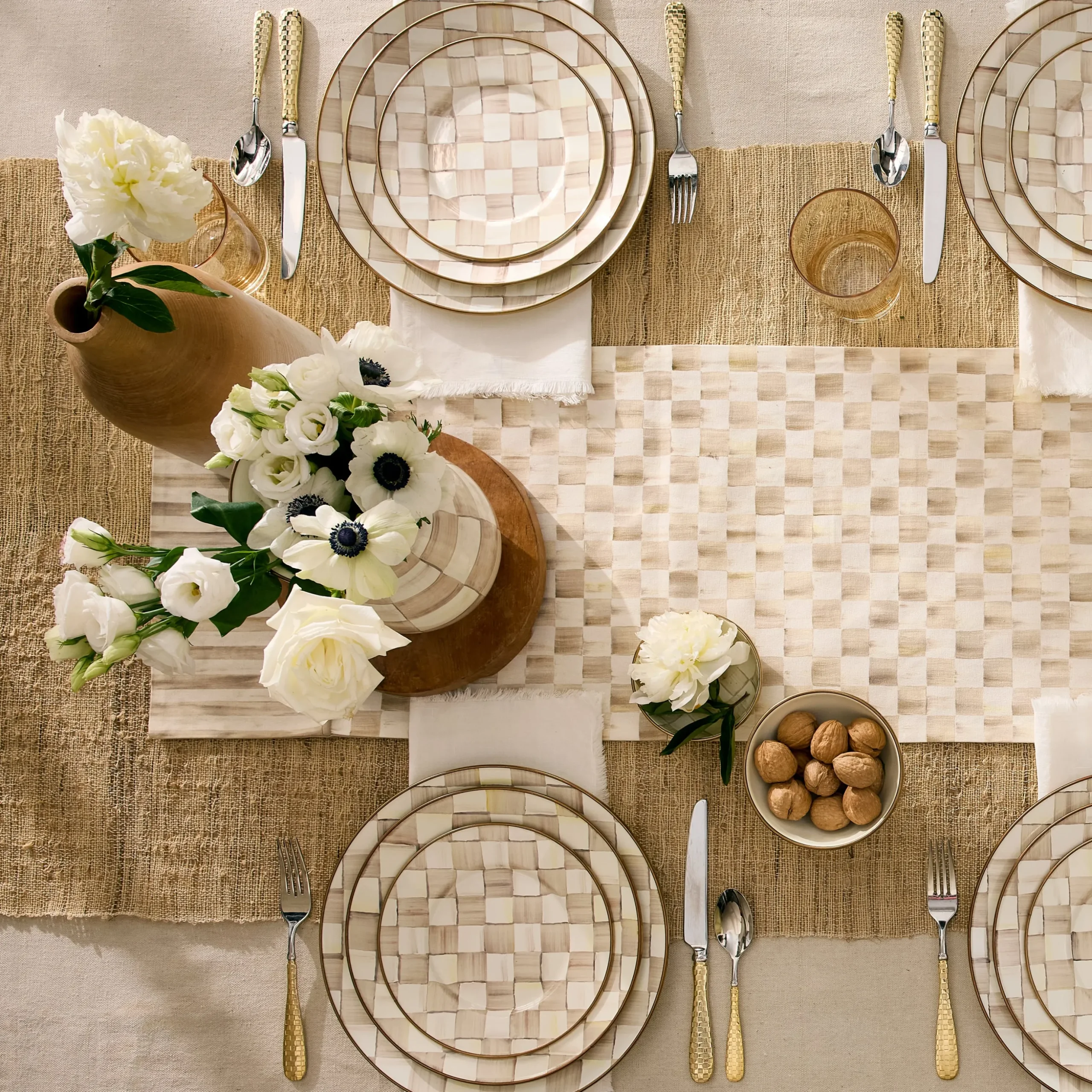 Mocha Check Table Runner