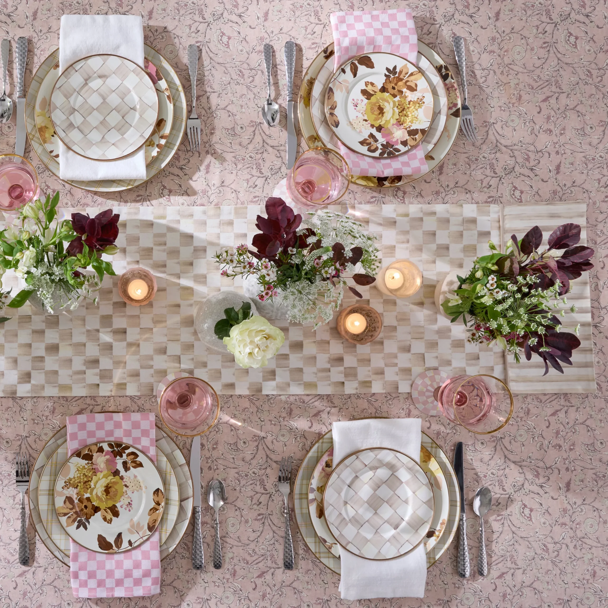 Mocha Check Table Runner