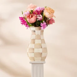 Mocha Check Tall Vase