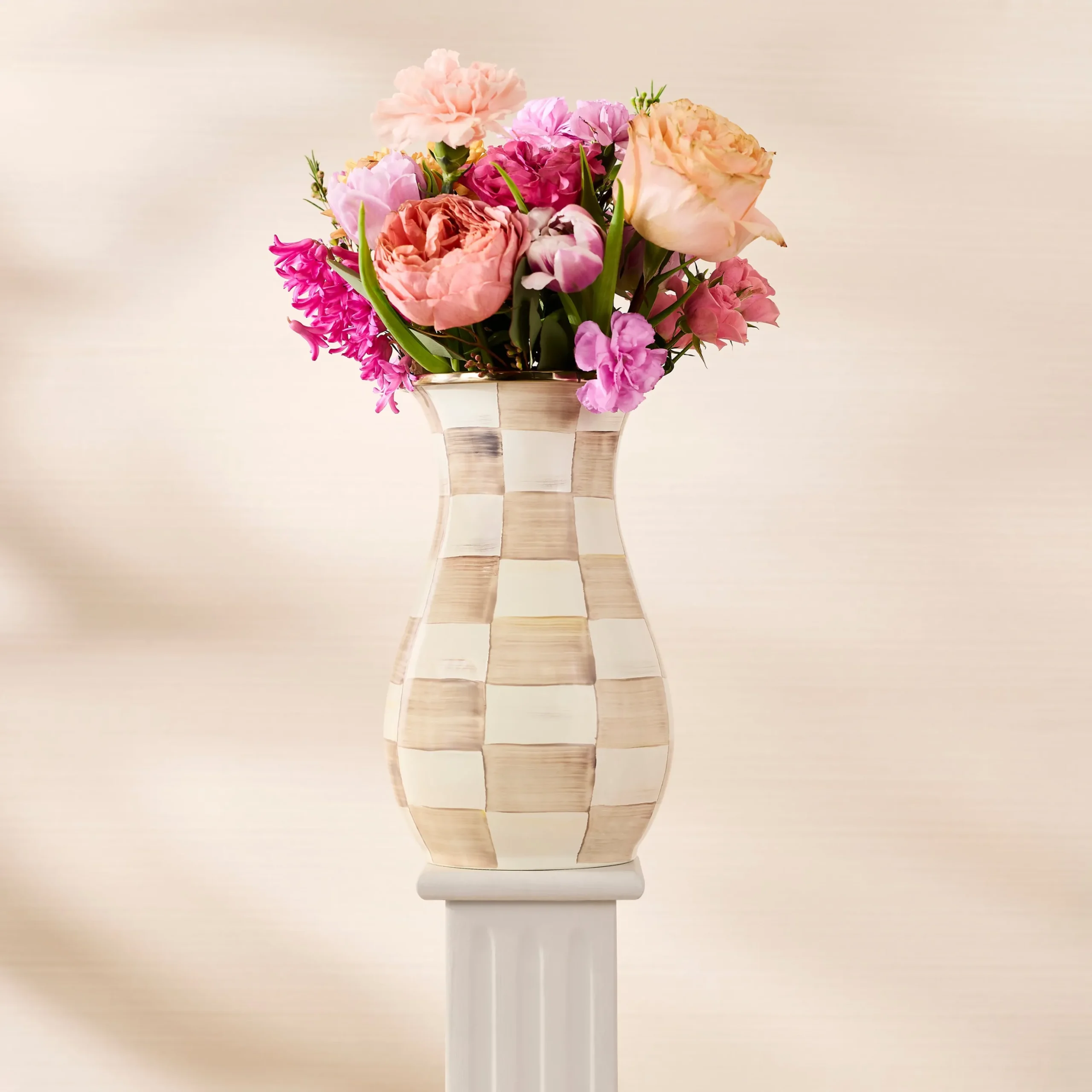 Mocha Check Tall Vase