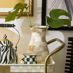 Mocha Check Tall Vase