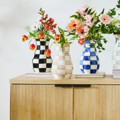 Mocha Check Tall Vase