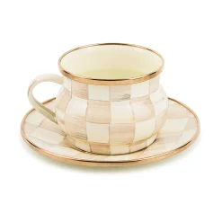 Mocha Check Teacup