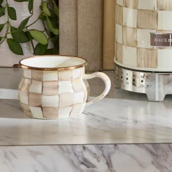 Mocha Check Teacup