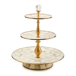 Mocha Check Three Tier Sweet Stand