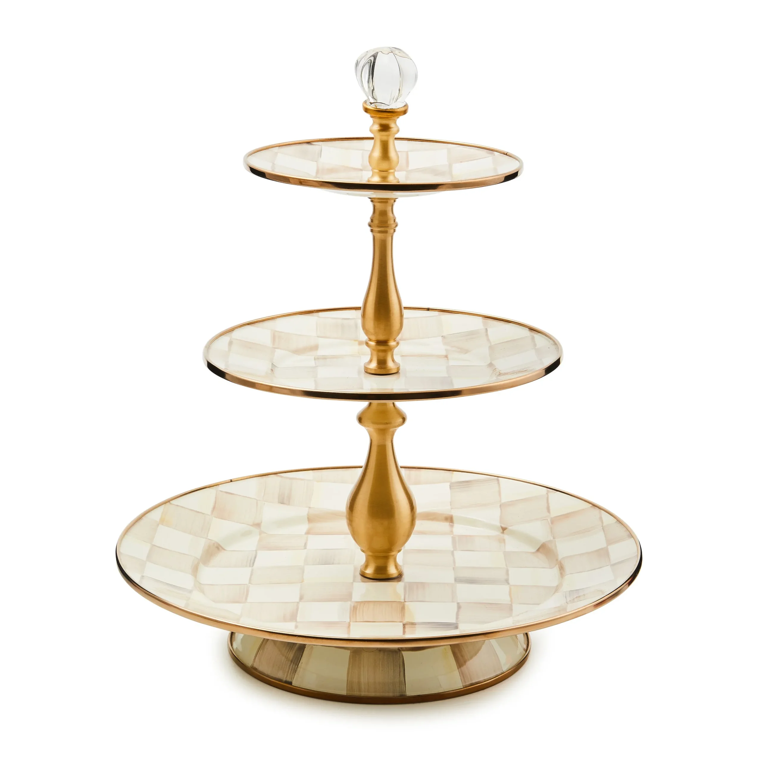 Mocha Check Three Tier Sweet Stand