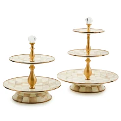Mocha Check Three Tier Sweet Stand