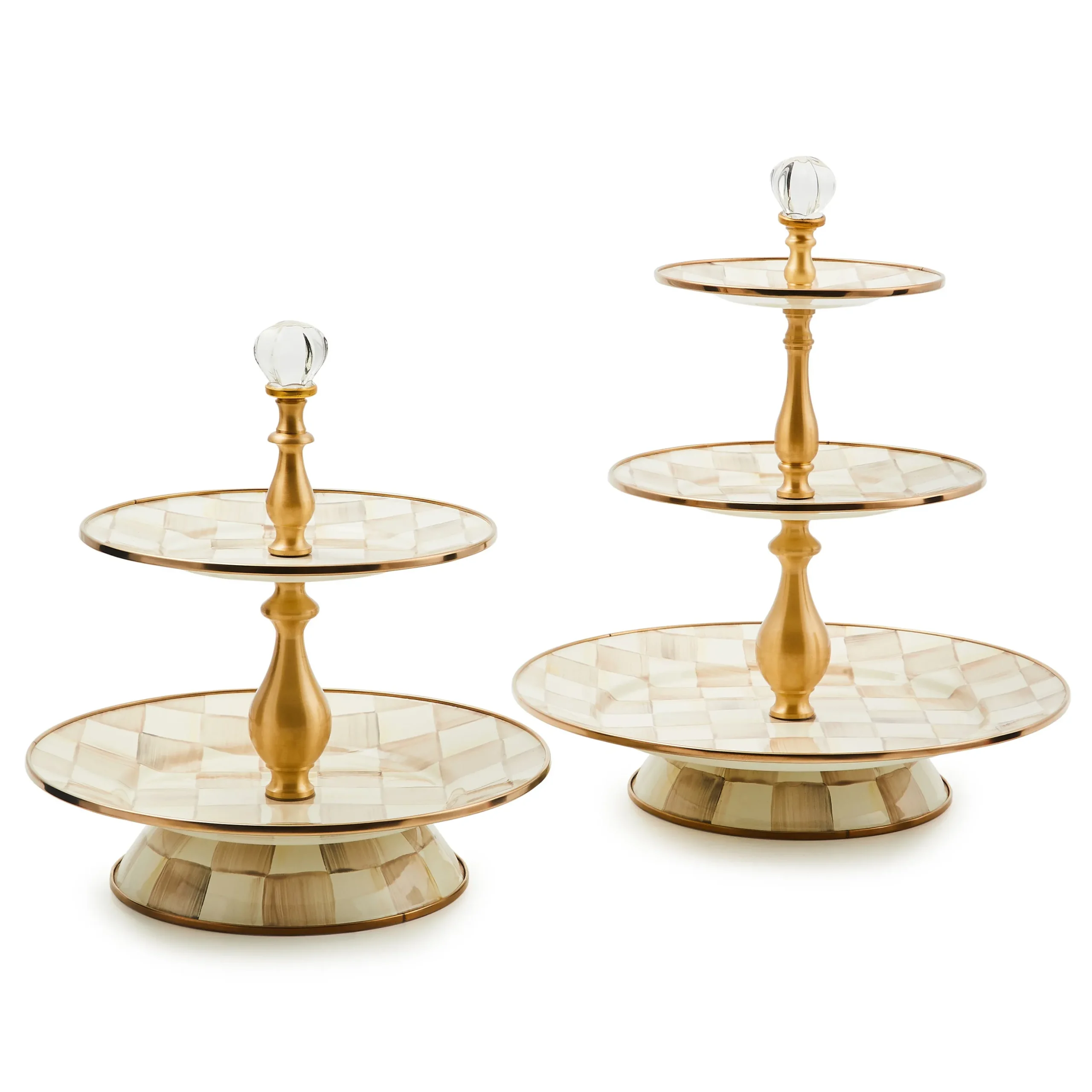Mocha Check Three Tier Sweet Stand