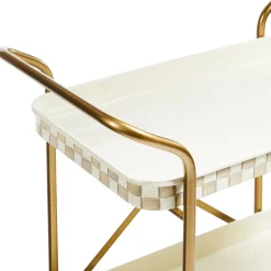 Mocha Check 2-Tier Kitchen Cart