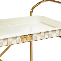 Mocha Check 2-Tier Kitchen Cart