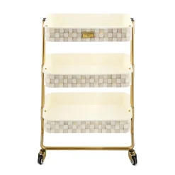 Mocha Check 3-Tier Kitchen Cart