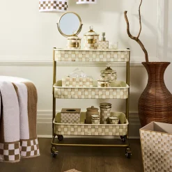 Mocha Check 3-Tier Kitchen Cart