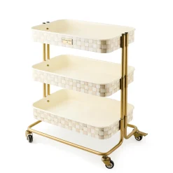 Mocha Check 3-Tier Kitchen Cart