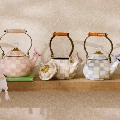Mocha Check Whistling Tea Kettle