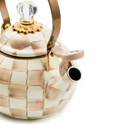 Mocha Check Whistling Tea Kettle
