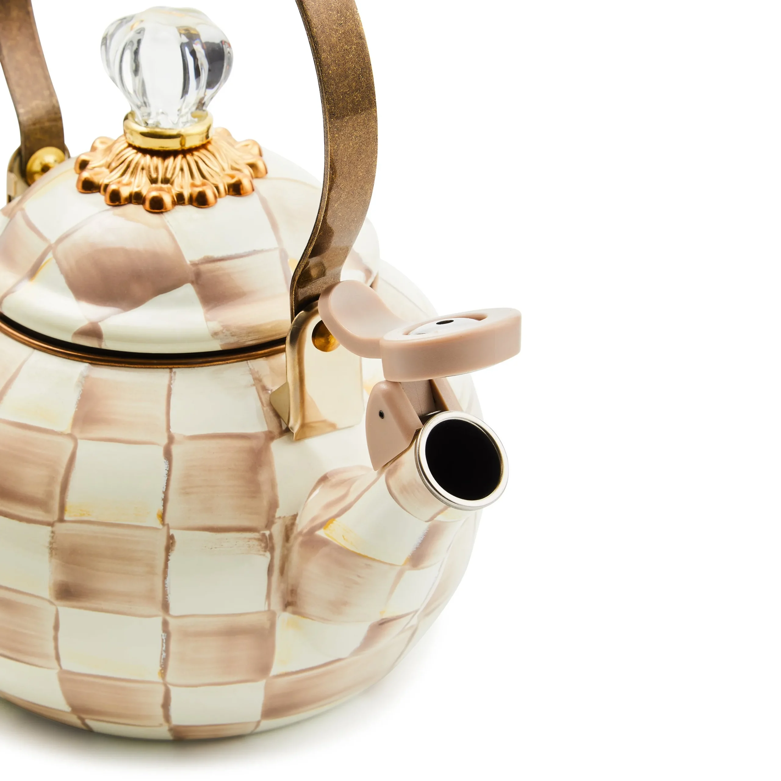 Mocha Check Whistling Tea Kettle