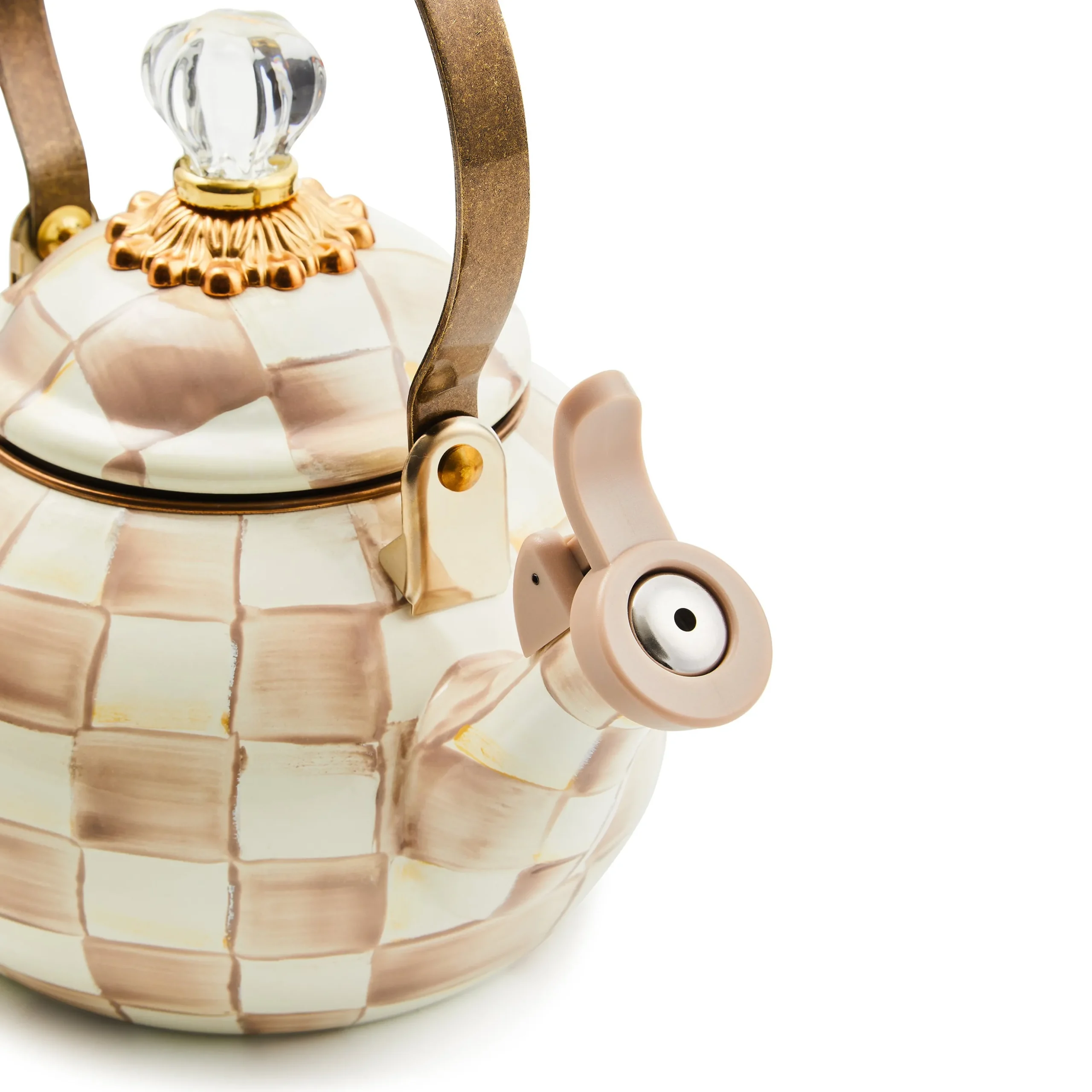 Mocha Check Whistling Tea Kettle
