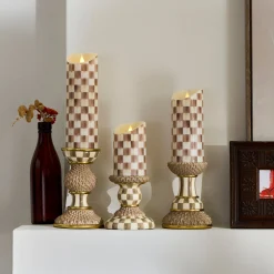Mocha Pillar Candle Holders, Set of 3