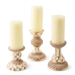 Mocha Pillar Candle Holders, Set of 3