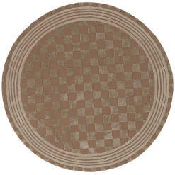 Mocha Tonal Check 6' Round Rug