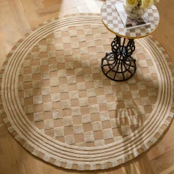 Mocha Tonal Check 6' Round Rug
