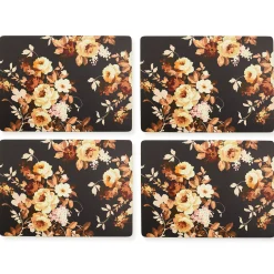 Mocha Wild Rose Cork Back Placemats, Set of 4