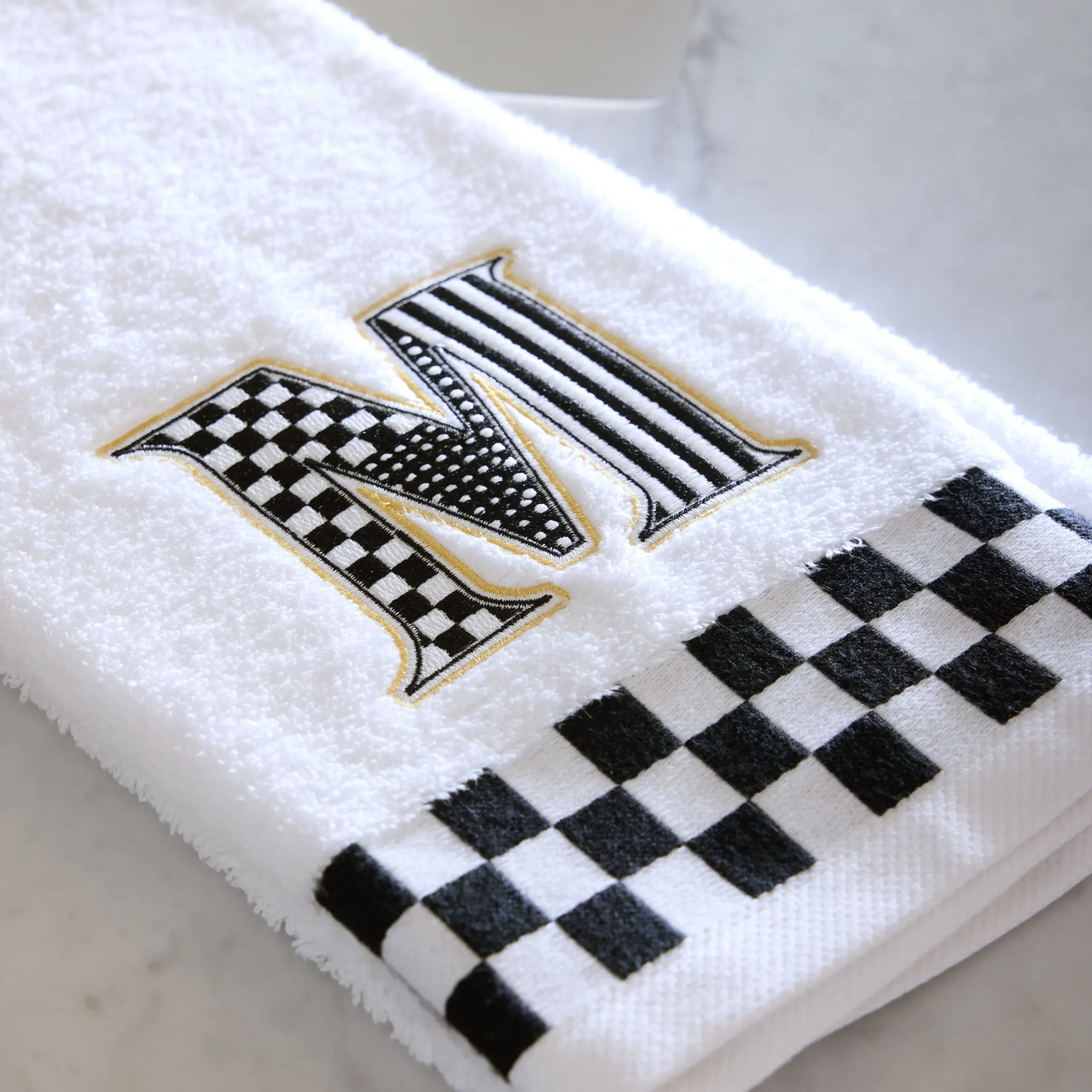 Monogram "M" Check Hand Towel