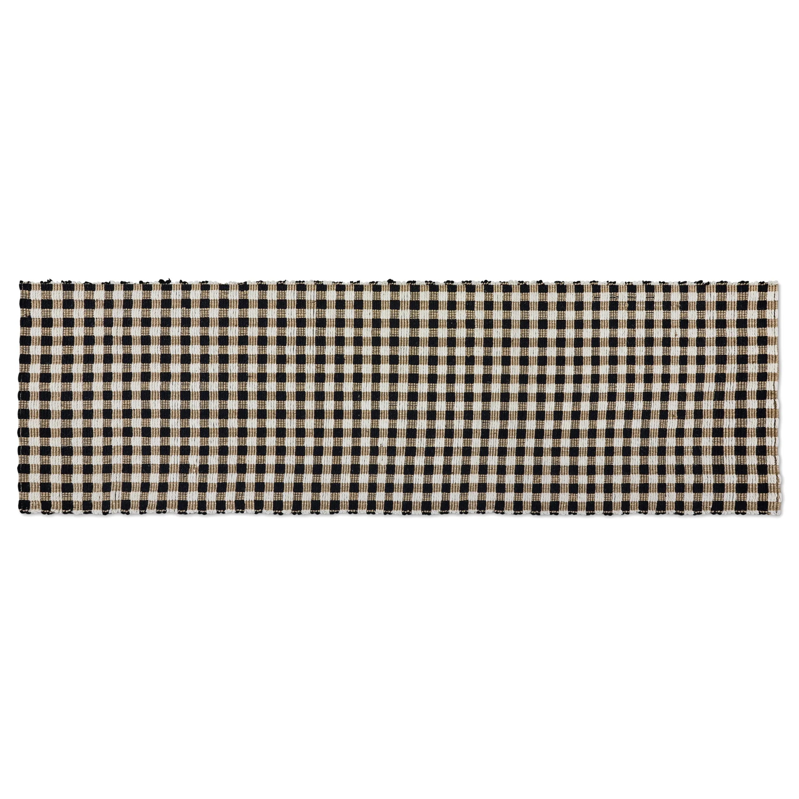 Natural, Black & White Checked 2'6" x 9' Runner