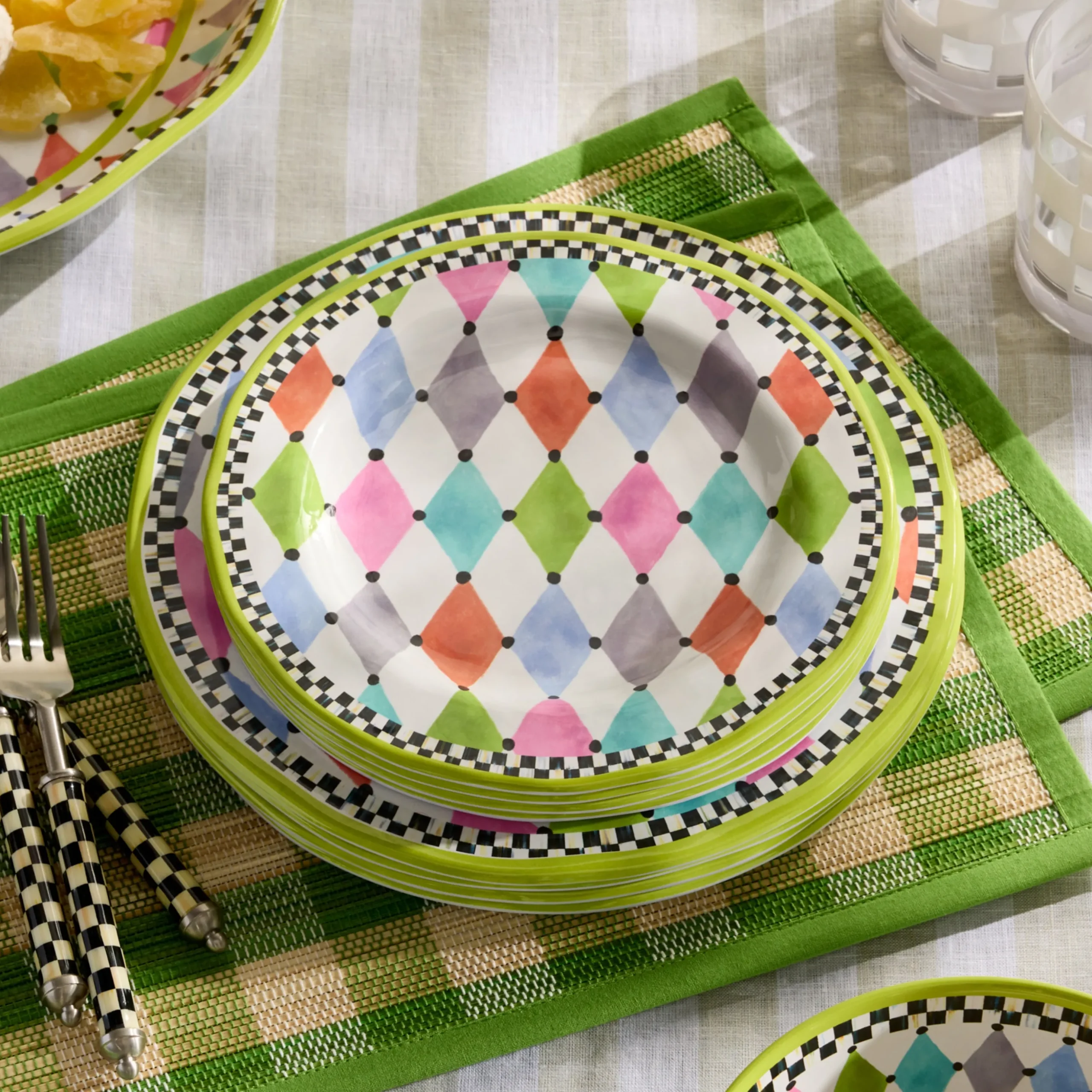Palm Springs Melamine Dinner Plates, Set of 4