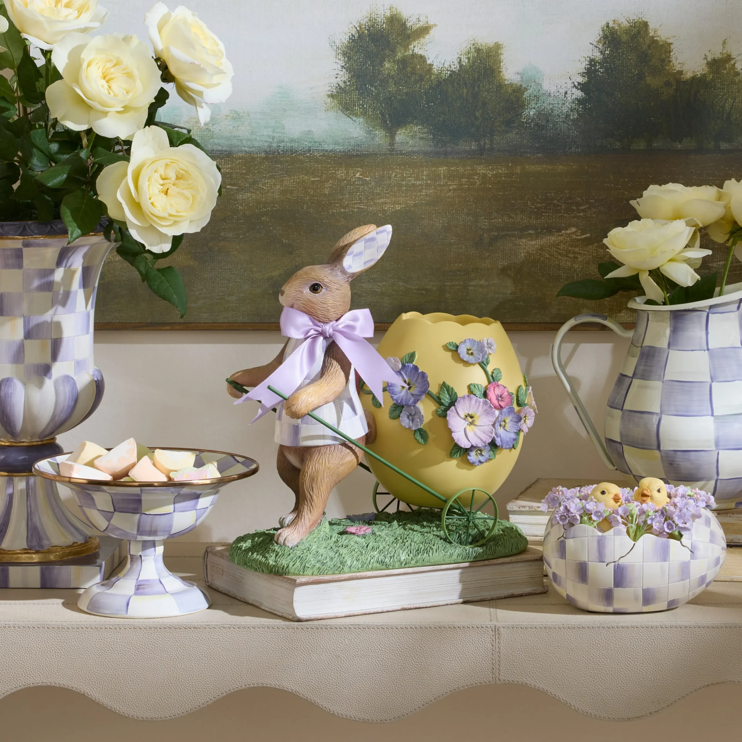 Pansy Party Bunny and Cart Centerpiece